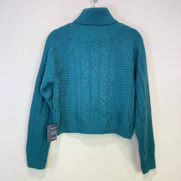 NWT Green Lulu's Knitted Braided Long Sleeve Sweater XS - Picture 6 of 6